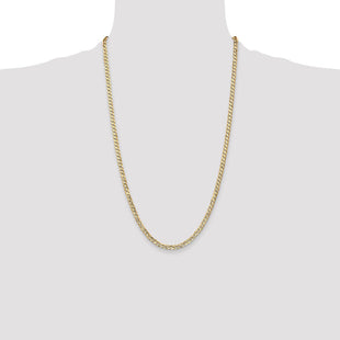 14K Open Concave Curb with Lobster Clasp Chain (Style LCR100-26)