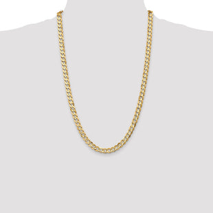 14K Open Concave Curb with Lobster Clasp Chain (Style LCR180-26)
