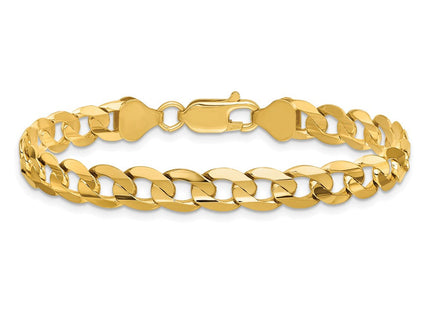 14K Open Concave Curb with Lobster Clasp Bracelet (Style LCR180-7)