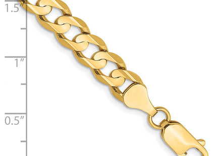 14K Open Concave Curb with Lobster Clasp Bracelet (Style LCR180-7)