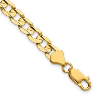 14K Open Concave Curb with Lobster Clasp Bracelet (Style LCR180-7)