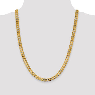 14K Open Concave Curb with Lobster Clasp Chain (Style LCR200-24)