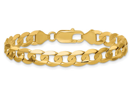 14K Open Concave Curb with Lobster Clasp Bracelet, 7 x 7.5mm