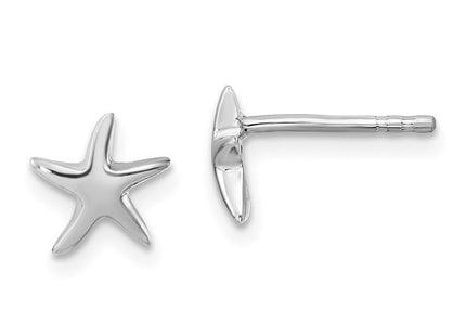 Sterling Silver Rhodium-plated Polished Starfish Post Earring (Style LE-890)