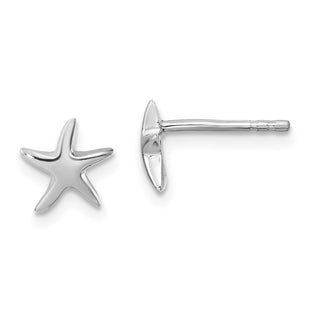 Sterling Silver Rhodium-plated Polished Starfish Post Earring (Style LE-890)