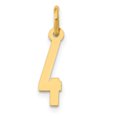 14K Small Elongated Number 4 Charm