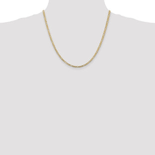 14K Concave Open Figaro with Lobster Clasp Chain (Style LFG080-20)