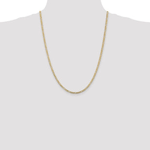 14K Concave Open Figaro with Lobster Clasp Chain (Style LFG080-24)