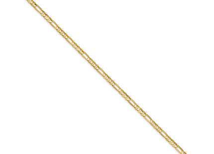 14K Concave Open Figaro with Lobster Clasp Bracelet (Style LFG080-7)