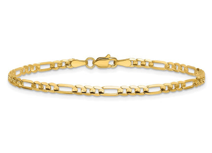 14K Concave Open Figaro with Lobster Clasp Bracelet (Style LFG080-7)