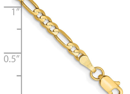 14K Concave Open Figaro with Lobster Clasp Bracelet (Style LFG080-7)