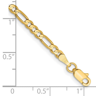 14K Concave Open Figaro with Lobster Clasp Bracelet, 7 x 3mm