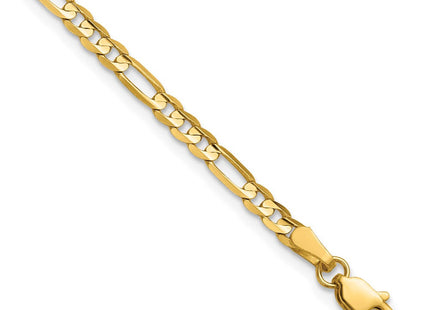 14K Concave Open Figaro with Lobster Clasp Bracelet (Style LFG080-7)
