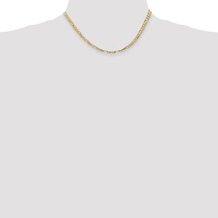 14K Concave Open Figaro with Lobster Clasp Chain (Style LFG100-16)