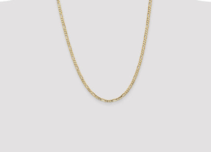 14K Concave Open Figaro with Lobster Clasp Chain (Style LFG100-24)