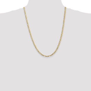 14K Concave Open Figaro with Lobster Clasp Chain (Style LFG100-24)