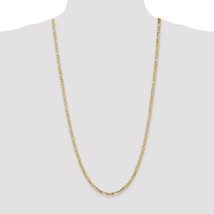 14K Concave Open Figaro with Lobster Clasp Chain (Style LFG100-30)