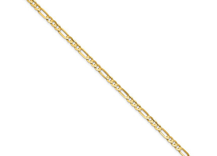 14K Concave Open Figaro with Lobster Clasp Bracelet (Style LFG100-7)