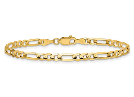 14K Concave Open Figaro with Lobster Clasp Bracelet (Style LFG100-7)