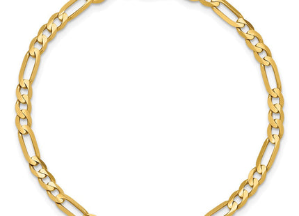 14K Concave Open Figaro with Lobster Clasp Bracelet (Style LFG100-7)