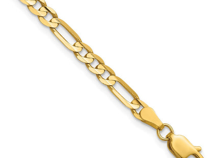 14K Concave Open Figaro with Lobster Clasp Bracelet (Style LFG100-7)