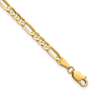 14K Concave Open Figaro with Lobster Clasp Bracelet (Style LFG100-7)