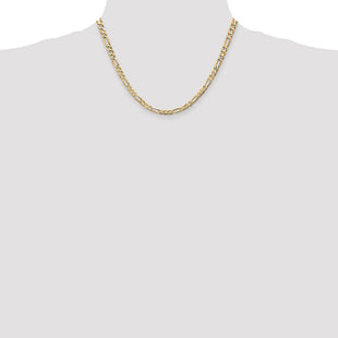 14K Concave Open Figaro with Lobster Clasp Chain (Style LFG120-18)