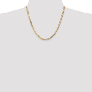 14K Concave Open Figaro with Lobster Clasp Chain (Style LFG120-20)