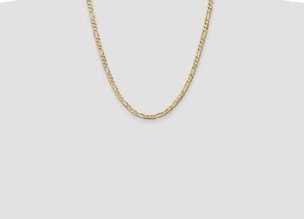 14K Concave Open Figaro with Lobster Clasp Chain (Style LFG120-22)