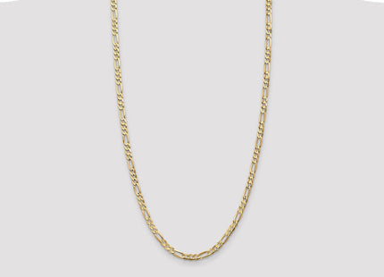 14K Concave Open Figaro with Lobster Clasp Chain (Style LFG120-28)