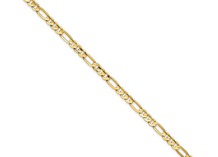 14K Concave Open Figaro with Lobster Clasp Bracelet (Style LFG120-7)