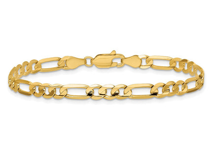 14K Concave Open Figaro with Lobster Clasp Bracelet (Style LFG120-7)