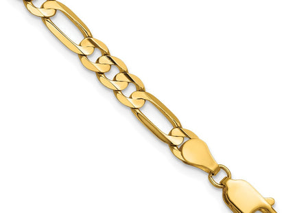 14K Concave Open Figaro with Lobster Clasp Bracelet (Style LFG120-7)