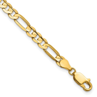 14K Concave Open Figaro with Lobster Clasp Bracelet (Style LFG120-7)
