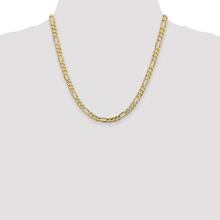 14K Concave Open Figaro with Lobster Clasp Chain (Style LFG140-20)