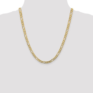 14K Concave Open Figaro with Lobster Clasp Chain (Style LFG140-22)