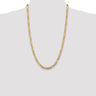 14K Concave Open Figaro with Lobster Clasp Chain (Style LFG140-26)