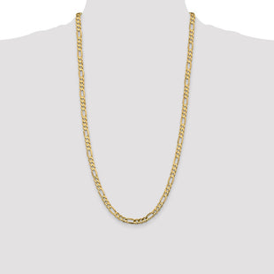 14K Concave Open Figaro with Lobster Clasp Chain (Style LFG140-28)