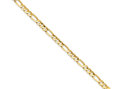 14K Concave Open Figaro with Lobster Clasp Bracelet (Style LFG140-7)