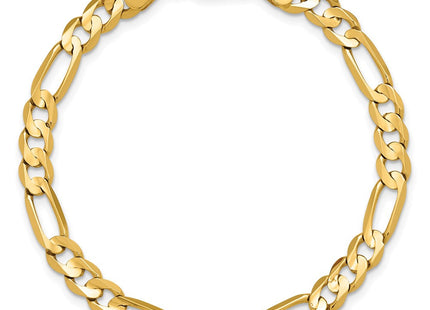14K Concave Open Figaro with Lobster Clasp Bracelet (Style LFG140-7)