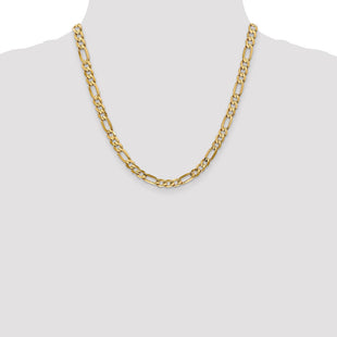 14K Concave Open Figaro with Lobster Clasp Chain (Style LFG160-20)