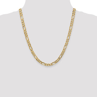 14K Concave Open Figaro with Lobster Clasp Chain (Style LFG160-22)