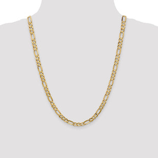 14K Concave Open Figaro with Lobster Clasp Chain (Style LFG160-24)