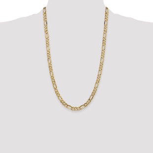 14K Concave Open Figaro with Lobster Clasp Chain (Style LFG160-26)