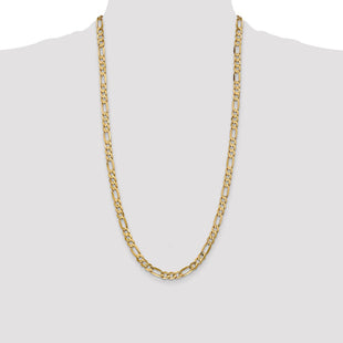 14K Concave Open Figaro with Lobster Clasp Chain (Style LFG160-28)