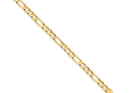 14K Concave Open Figaro with Lobster Clasp Bracelet (Style LFG160-7)