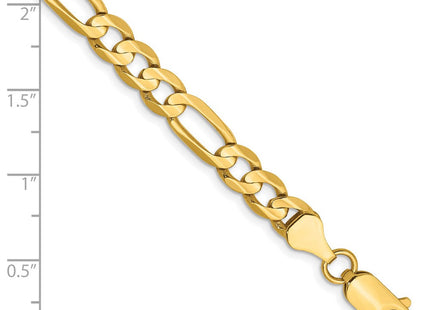 14K Concave Open Figaro with Lobster Clasp Bracelet (Style LFG160-7)