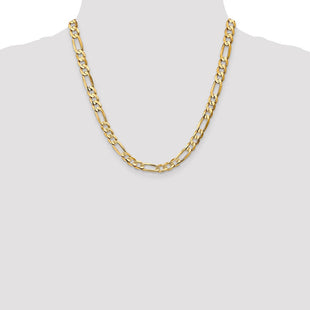 14K Concave Open Figaro with Lobster Clasp Chain (Style LFG180-20)