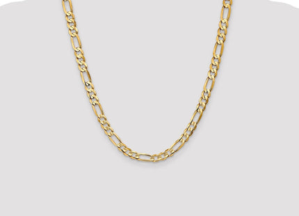 14K Concave Open Figaro with Lobster Clasp Chain (Style LFG180-22)