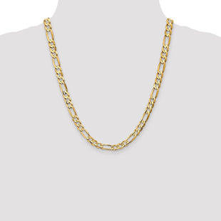 14K Concave Open Figaro with Lobster Clasp Chain (Style LFG180-22)